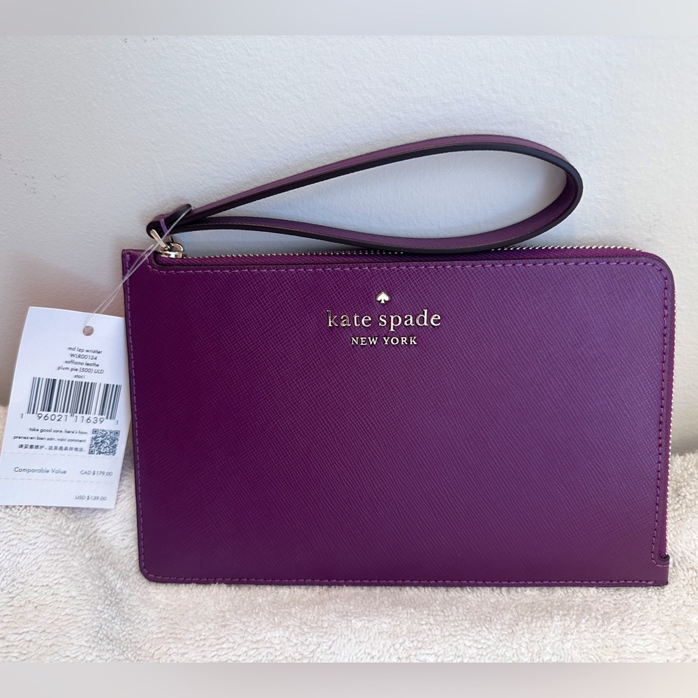 Kate Spade Staci L Wristlet Plum Pie Color NWT